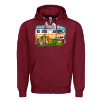 Burgundy Easter Day camper Zipper Hoodie - OliviaCreatesArt