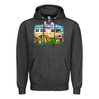 Charcoal Heather Easter Day camper Zipper Hoodie - OliviaCreatesArt