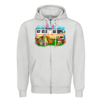 Dove Grey Easter Day camper Zipper Hoodie - OliviaCreatesArt