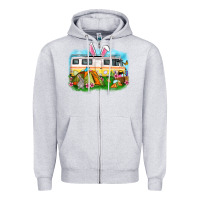Heather Grey Easter Day camper Zipper Hoodie - OliviaCreatesArt