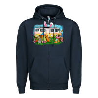 Navy Easter Day camper Zipper Hoodie - OliviaCreatesArt