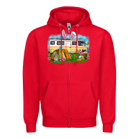 Red Easter Day camper Zipper Hoodie - OliviaCreatesArt