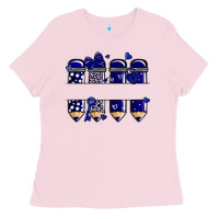 Bubblegum Pink valentine's day school pencils navy blue Ladies Tee - MaliasSmallBusiness