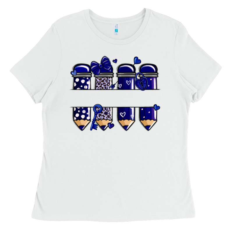 Valentine's Day School Pencils Navy Blue Ladies Tee by MaliasSmallBusiness | Teevron