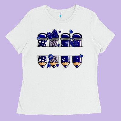 Valentine's Day School Pencils Navy Blue Ladies Tee Designed By Maliassmallbusiness