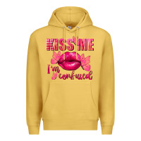 Antique Gold Kiss me i'm so confused Valentine's Day Premium Hoodie - FaDigitalArtStudio