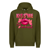 Army Green Kiss me i'm so confused Valentine's Day Premium Hoodie - FaDigitalArtStudio
