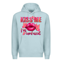 Blue Mist Kiss me i'm so confused Valentine's Day Premium Hoodie - FaDigitalArtStudio