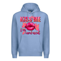 Colony Blue Kiss me i'm so confused Valentine's Day Premium Hoodie - FaDigitalArtStudio