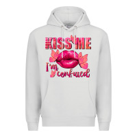 Dove Grey Kiss me i'm so confused Valentine's Day Premium Hoodie - FaDigitalArtStudio