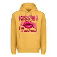 Mustard Kiss me i'm so confused Valentine's Day Premium Hoodie - FaDigitalArtStudio