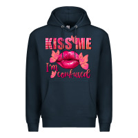 Navy Kiss me i'm so confused Valentine's Day Premium Hoodie - FaDigitalArtStudio