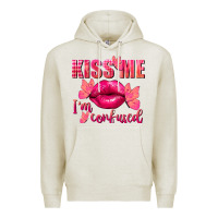 Oatmeal Heather Kiss me i'm so confused Valentine's Day Premium Hoodie - FaDigitalArtStudio
