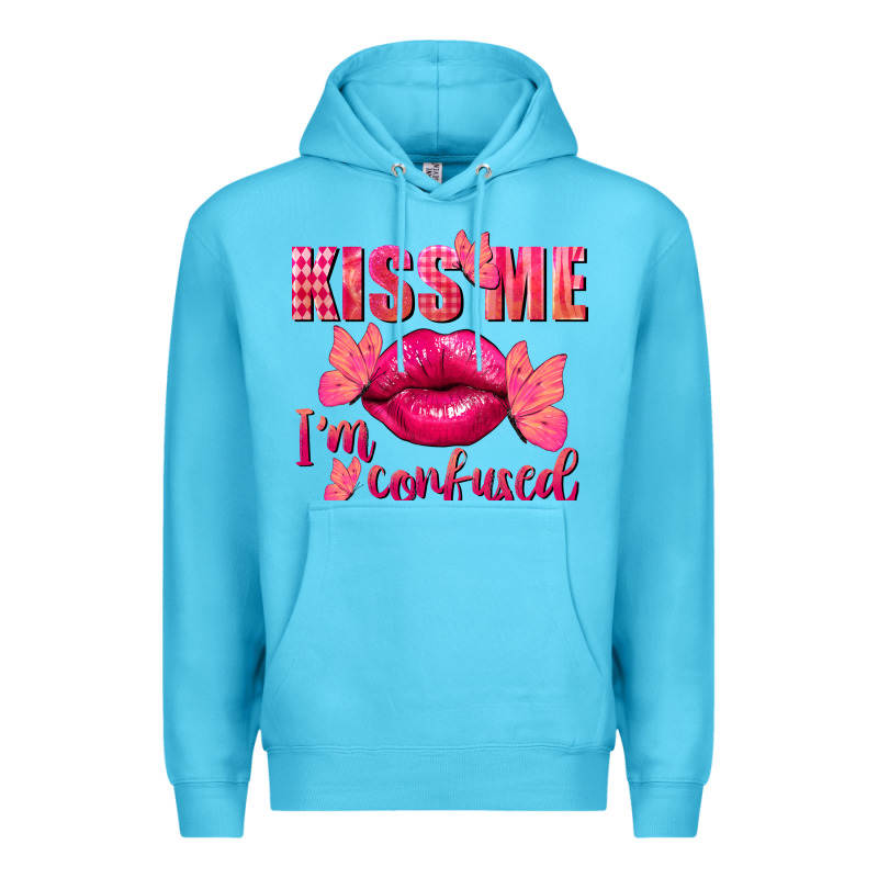 Kiss Me I'm So Confused Valentine's Day Premium Hoodie by FaDigitalArtStudio | Teevron