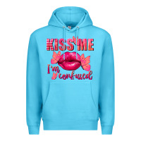 Ocean Blue Kiss me i'm so confused Valentine's Day Premium Hoodie - FaDigitalArtStudio