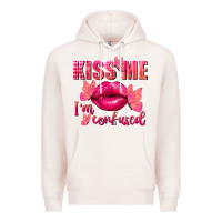 Pale Pink Kiss me i'm so confused Valentine's Day Premium Hoodie - FaDigitalArtStudio