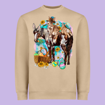Happy Easter Day Rodeo Heavyweight Sweatshirt Designed By Howdyjamesfarm