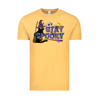 Vintage Mustard Stay Spooky With Black Cat Vintage Tee - LillyAllenDesigns