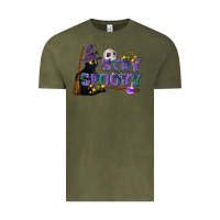 Vintage Olive Stay Spooky With Black Cat Vintage Tee - LillyAllenDesigns