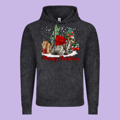 Merry Christmas Gray Squirrel Vintage Hoodie Designed By Lillyallendesigns