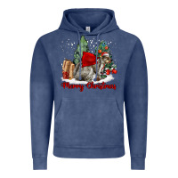 Vintage Denim Merry Christmas Gray Squirrel Vintage Hoodie - LillyAllenDesigns