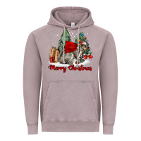 Vintage Zinc Merry Christmas Gray Squirrel Vintage Hoodie - LillyAllenDesigns