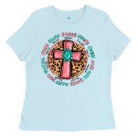 Baby Blue love myself cross Ladies Tee - MaliasSmallBusiness