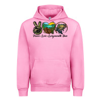 Fuchsia Pink peace love largemouth bass Urban Hoodie - LillyAllenDesigns