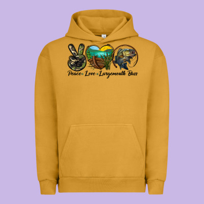 Peace Love Largemouth Bass Urban Hoodie Designed By Lillyallendesigns
