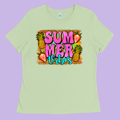 Summer Vibes Leopard Background Ladies Tee Designed By Jasminsmagicworld