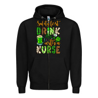 Black St. Patrick's Safety first drink with a Nurse Zipper Hoodie - OliviaCreatesArt