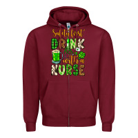 Burgundy St. Patrick's Safety first drink with a Nurse Zipper Hoodie - OliviaCreatesArt