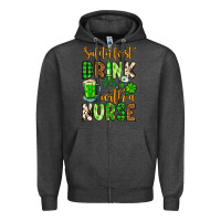Charcoal Heather St. Patrick's Safety first drink with a Nurse Zipper Hoodie - OliviaCreatesArt