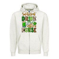 Oatmeal Heather St. Patrick's Safety first drink with a Nurse Zipper Hoodie - OliviaCreatesArt