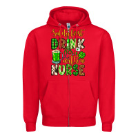 Red St. Patrick's Safety first drink with a Nurse Zipper Hoodie - OliviaCreatesArt