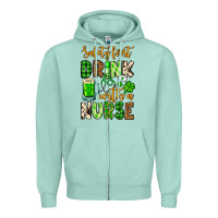 Seafoam St. Patrick's Safety first drink with a Nurse Zipper Hoodie - OliviaCreatesArt