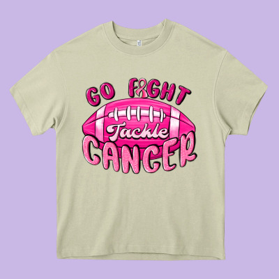 Go Fight Tackle Cancer Heavy Core Tee Designed By Maliassmallbusiness