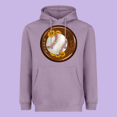 Baseball With Sunflower Round Earrings Heavyweight Hoodie Designed By Bundleandbundleshop