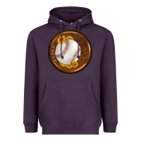 Plum baseball with sunflower round earrings Heavyweight Hoodie - BundleAndBundleShop