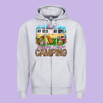 Happy Easter Camping Zipper Hoodie Designed By Oliviacreatesart