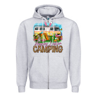 Heather Grey Happy Easter camping Zipper Hoodie - OliviaCreatesArt