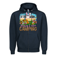 Navy Happy Easter camping Zipper Hoodie - OliviaCreatesArt
