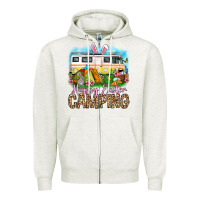 Oatmeal Heather Happy Easter camping Zipper Hoodie - OliviaCreatesArt