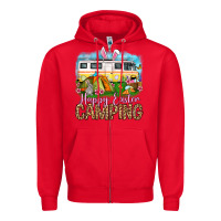 Red Happy Easter camping Zipper Hoodie - OliviaCreatesArt