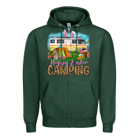 Sports Green Happy Easter camping Zipper Hoodie - OliviaCreatesArt