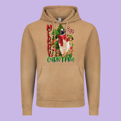 Merry Christmas Penguin Vintage Hoodie Designed By Lillyallendesigns
