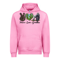Fuchsia Pink Peace Love Gorillas Urban Hoodie - LillyAllenDesigns