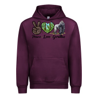Mauve Wine Peace Love Gorillas Urban Hoodie - LillyAllenDesigns