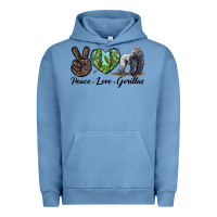Pigment Pebble Blue Peace Love Gorillas Urban Hoodie - LillyAllenDesigns