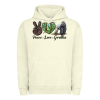 Pigment Pistachio Peace Love Gorillas Urban Hoodie - LillyAllenDesigns